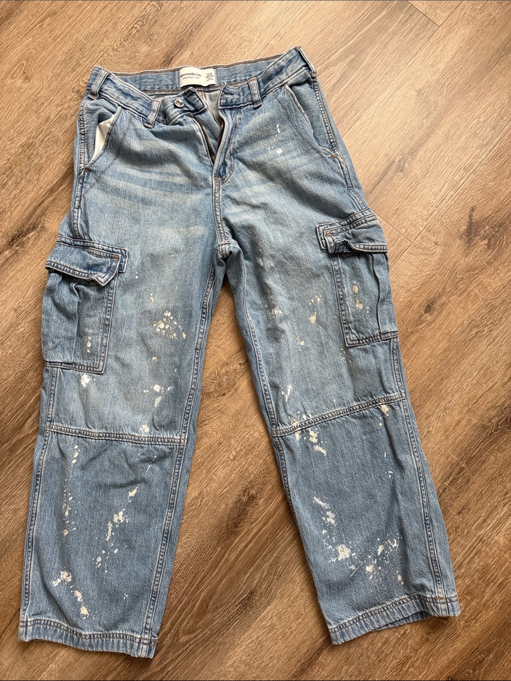Boys Light Blue Cargo Painter Jeans - Casual Utility Style Abercrombie kids